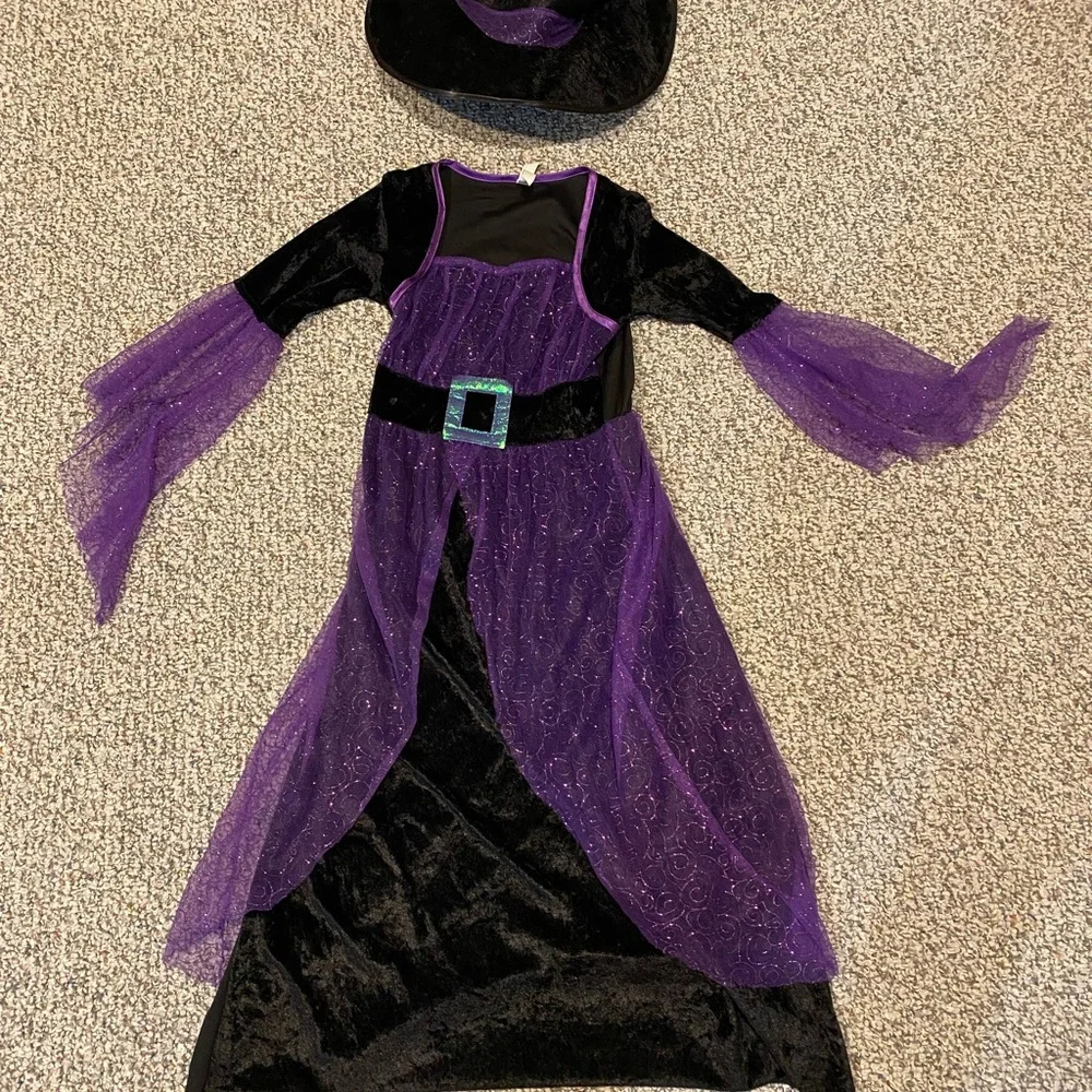 Purple and Black Witch Costume for Kids - Classic Halloween Dress